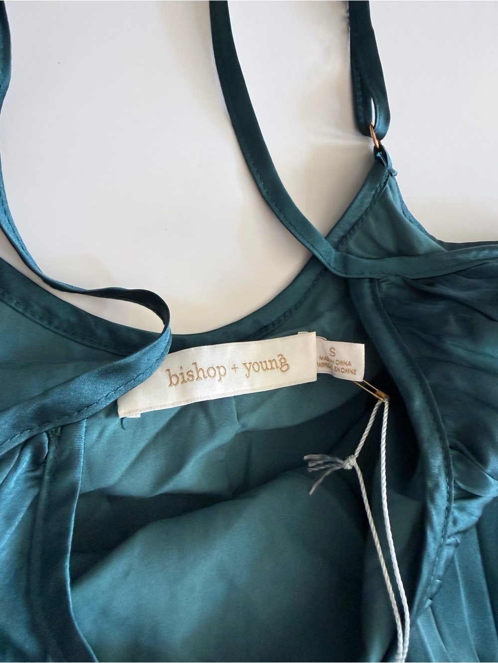 Bishop + Young Mara Pleated Satin Midi Dress in Emerald size S Small NWT - Picture 6 of 12
